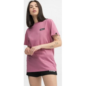 Różowy t-shirt Ellesse z okrągłym dekoltem w sportowym stylu z krótkim rękawem