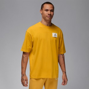 Żółty t-shirt Jordan w stylu casual z krótkim rękawem