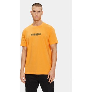 Żółty t-shirt Napapijri z krótkim rękawem