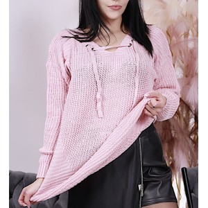 Różowy sweter Pantofelek24.pl w stylu casual