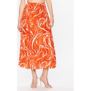 Pomarańczowa spódnica Selected Femme midi w stylu casual