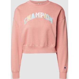 Różowa bluza Champion z bawełny krótka w młodzieżowym stylu