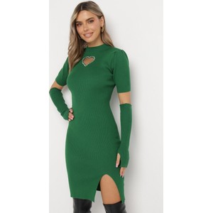 Zielona sukienka born2be w stylu casual z krótkim rękawem