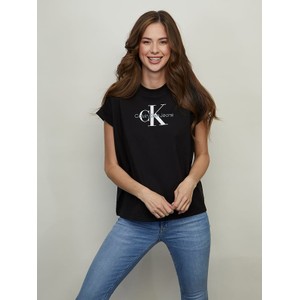 Czarny t-shirt Calvin Klein z okrągłym dekoltem w młodzieżowym stylu z krótkim rękawem