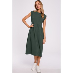 Zielona sukienka MOE midi z krótkim rękawem