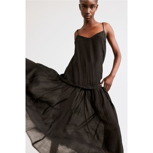 Czarna sukienka H & M z tkaniny na ramiączkach mini