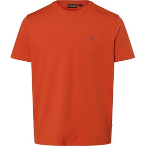 Pomarańczowy t-shirt Napapijri z krótkim rękawem w sportowym stylu