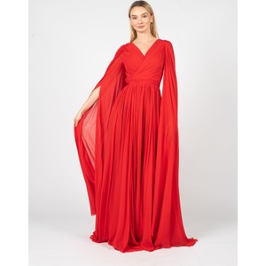 Czerwona sukienka Pinko maxi z długim rękawem z tkaniny