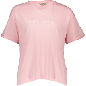 Różowy t-shirt Herrlicher z krótkim rękawem z bawełny z okrągłym dekoltem