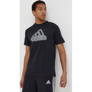 T-shirt Adidas z nadrukiem w sportowym stylu z bawełny