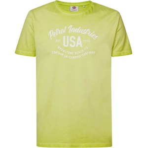 Żółty t-shirt Petrol Industries z bawełny w młodzieżowym stylu z krótkim rękawem
