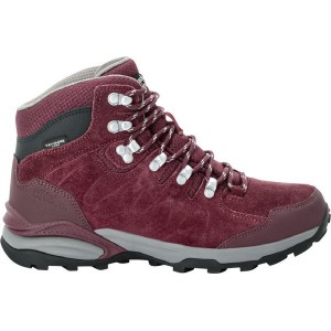 Czerwone buty trekkingowe Jack Wolfskin z weluru sznurowane