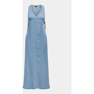 Niebieska sukienka Only bez rękawów z dekoltem w kształcie litery v maxi