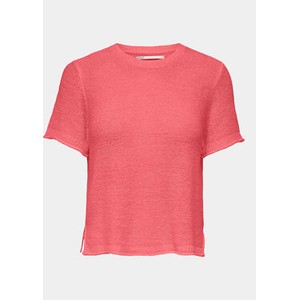 Różowy t-shirt Only z krótkim rękawem w stylu casual