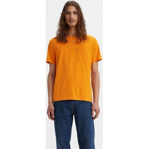 Pomarańczowy t-shirt Levis z krótkim rękawem z bawełny w stylu casual