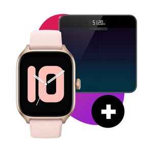 Amazfit Zestaw smartwatch z wagą Smart Scale Gts 4 A2168 Różowy