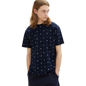 Niebieski t-shirt Tom Tailor z bawełny w młodzieżowym stylu z krótkim rękawem
