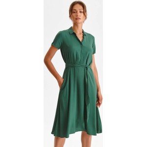 Zielona sukienka Top Secret z dekoltem w kształcie litery v mini z krótkim rękawem
