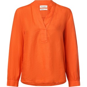 Pomarańczowa bluzka Marc O'Polo w stylu casual z dekoltem w kształcie litery v
