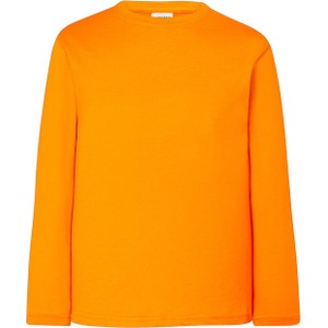 Pomarańczowa bluzka JK Collection z bawełny z okrągłym dekoltem z długim rękawem