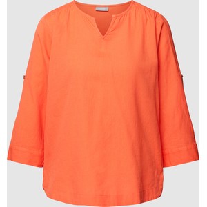 Pomarańczowa bluzka Peek&Cloppenburg z dekoltem w kształcie litery v z bawełny w stylu casual