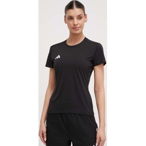 Czarny t-shirt Adidas Performance w sportowym stylu z okrągłym dekoltem