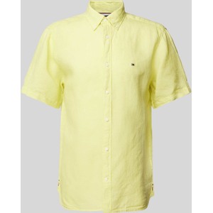 Żółta koszula Tommy Hilfiger z klasycznym kołnierzykiem z krótkim rękawem