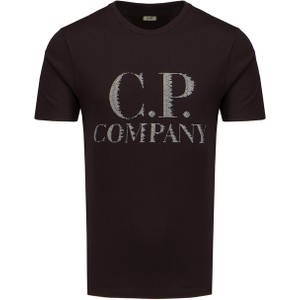 Czarny t-shirt Cp Company w młodzieżowym stylu z krótkim rękawem z bawełny