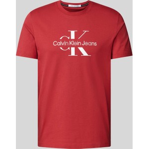 Czerwony t-shirt Calvin Klein z bawełny w młodzieżowym stylu z krótkim rękawem