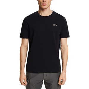 Czarny t-shirt Esprit z bawełny z krótkim rękawem w stylu casual