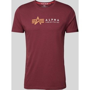 Czerwony t-shirt Alpha Industries z bawełny