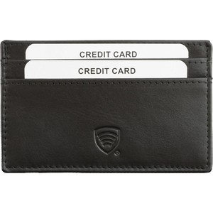 Koruma Skórzane etui ochronne na karty kredytowe oraz zbliżeniowe z okienkiem (Czarny)