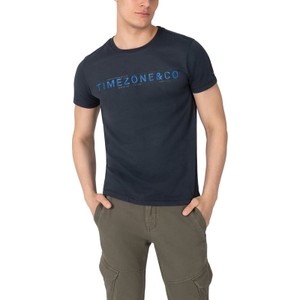 Niebieski t-shirt Timezone z krótkim rękawem z bawełny