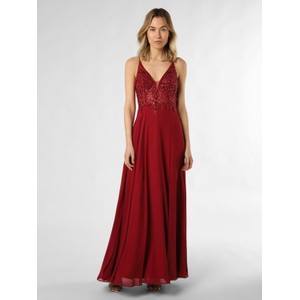Czerwona sukienka Luxuar Fashion maxi z dekoltem w kształcie litery v na ramiączkach