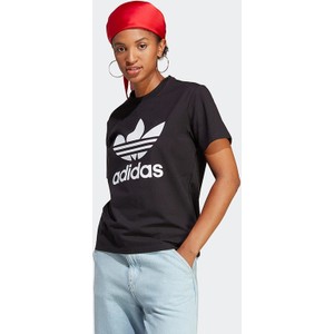 Czarna bluzka Adidas z krótkim rękawem w sportowym stylu z bawełny