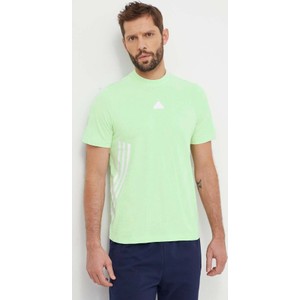 Zielony t-shirt Adidas z bawełny