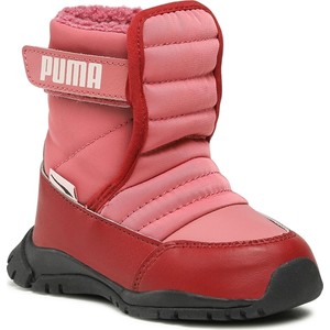 Czerwone buty dziecięce zimowe Puma na rzepy