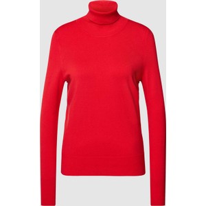 Czerwona bluzka Christian Berg Woman z długim rękawem z golfem w stylu casual