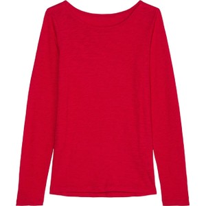 Czerwona bluzka Marc O'Polo w stylu casual z długim rękawem z okrągłym dekoltem
