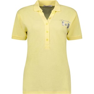 Żółty t-shirt Canadian Peak w stylu casual z bawełny z dekoltem w kształcie litery v
