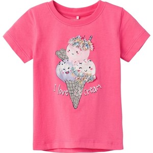 Różowa bluzka dziecięca Name it dla dziewczynek z bawełny