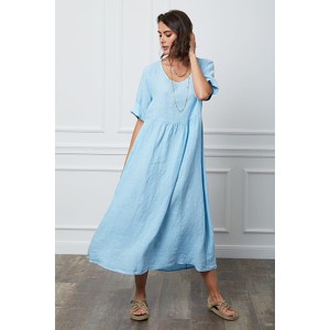 Niebieska sukienka Fleur De Lin oversize z dekoltem w kształcie litery v