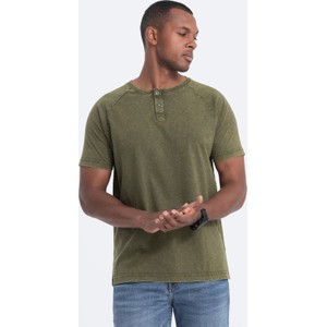 Zielony t-shirt Ombre w stylu casual z dzianiny z krótkim rękawem