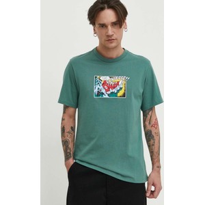 Zielony t-shirt Converse z nadrukiem w młodzieżowym stylu z krótkim rękawem