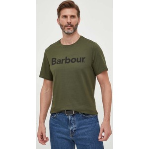 Zielony t-shirt Barbour z dzianiny z krótkim rękawem