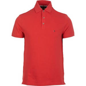 Czerwona koszulka polo Tommy Hilfiger w stylu casual z krótkim rękawem