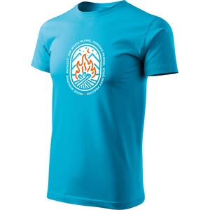 Niebieski t-shirt Haj Montajn z nadrukiem