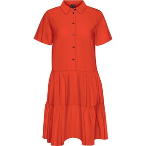 Czerwona sukienka Vero Moda z krótkim rękawem w stylu casual