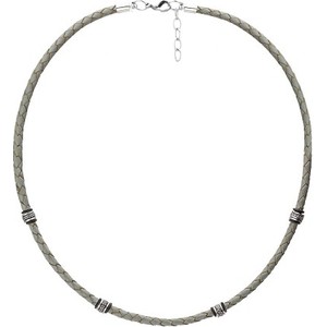 Manoki WA462S szary naszyjnik męski rzemień, beads