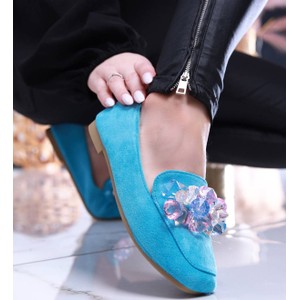 Niebieskie buty Pantofelek24 z płaską podeszwą
